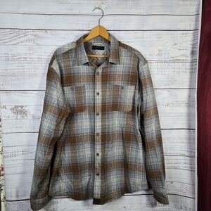 DKOTA Grizzly Plaid Button-Up Shirt Brown And Gray Mens Size XXL Cotton Flannel